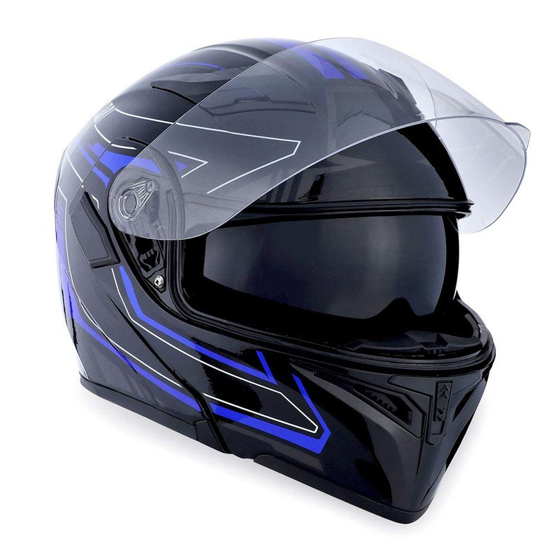 1Storm Motorcycle Modular Full Face Helmet Flip up Dual Visor Sun Shield: HB89 Arrow Blue - Image 5